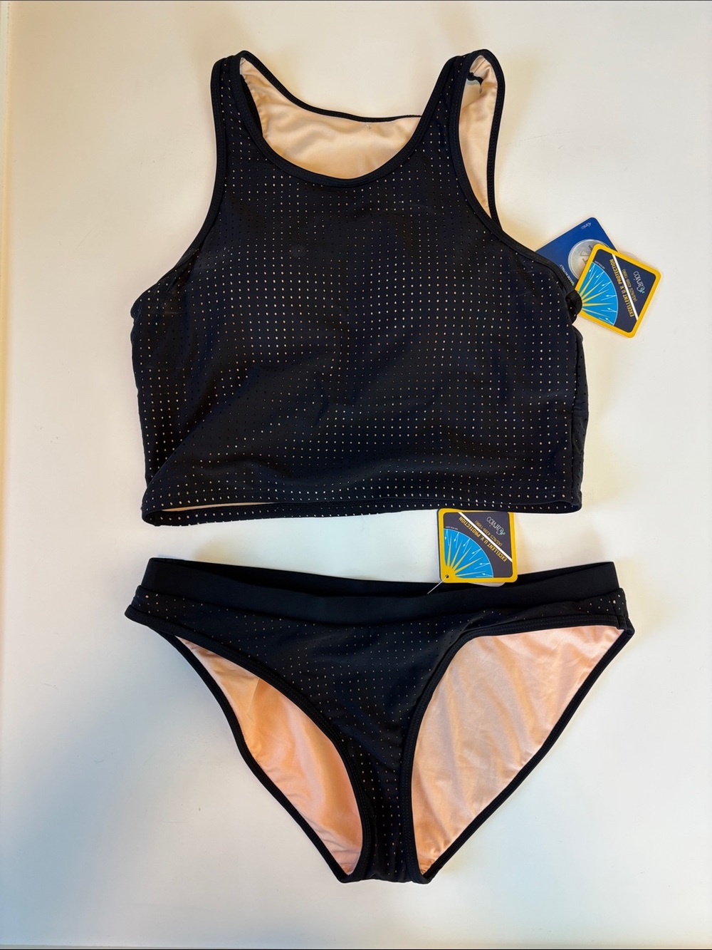 Fabletics Black Bikini Set Laser Cut NEW Large